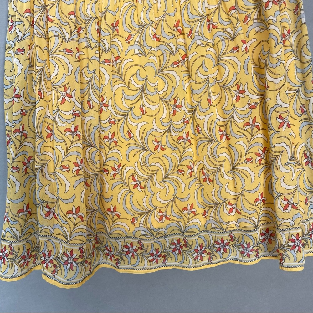 Max Studio Skirt Yellow Floral Chiffon Smocked Shirred Spring‎ Flirty Lined Gray - Picture 7 of 13